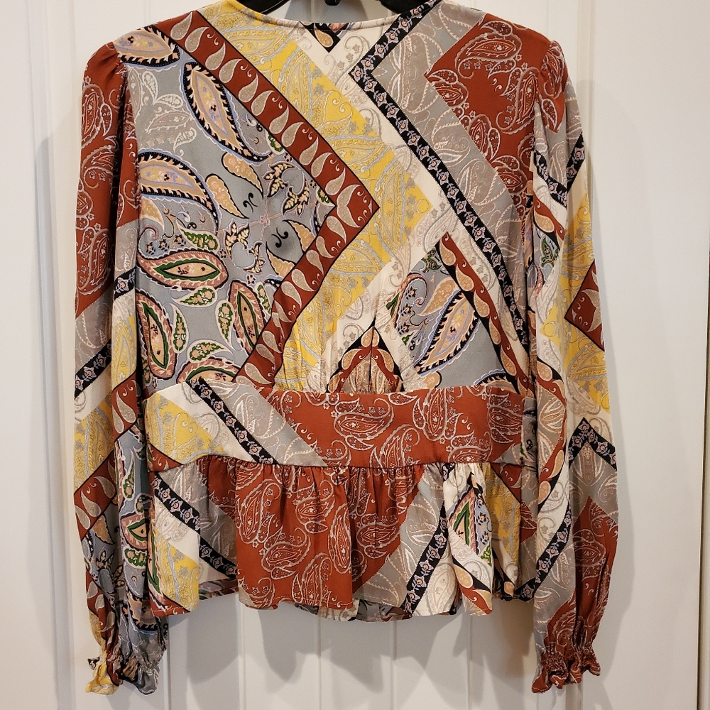 MNG Suit Patterned Button Down Peplum - Picture 4 of 8